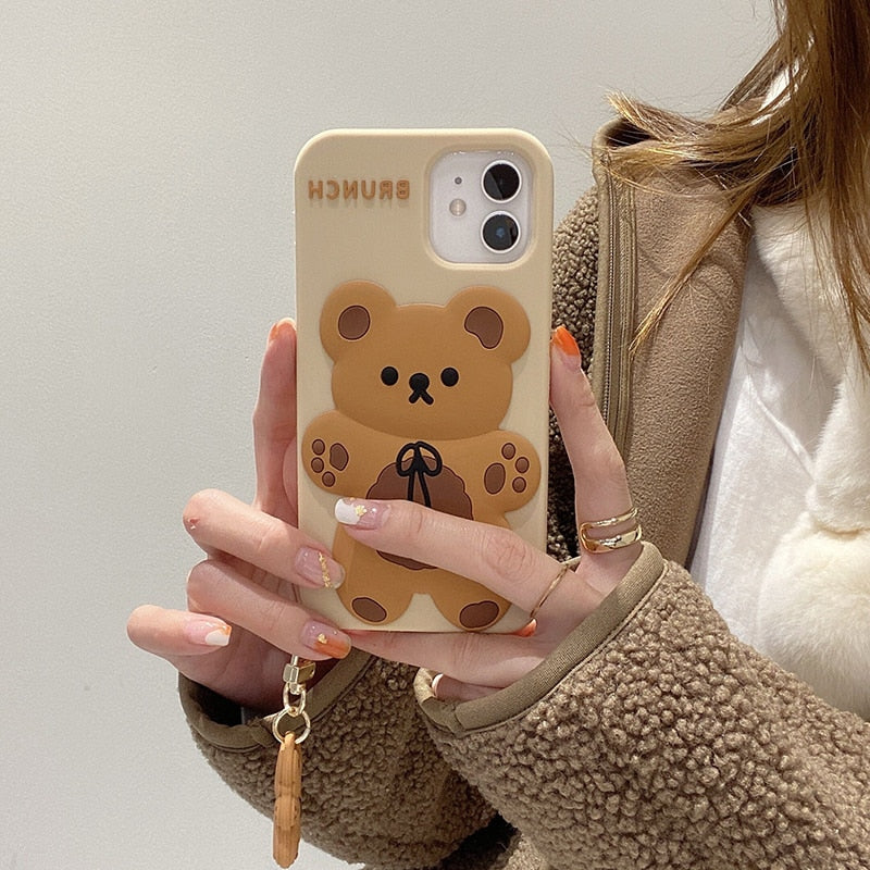 Cute 3D Bear Silicone Phone Case