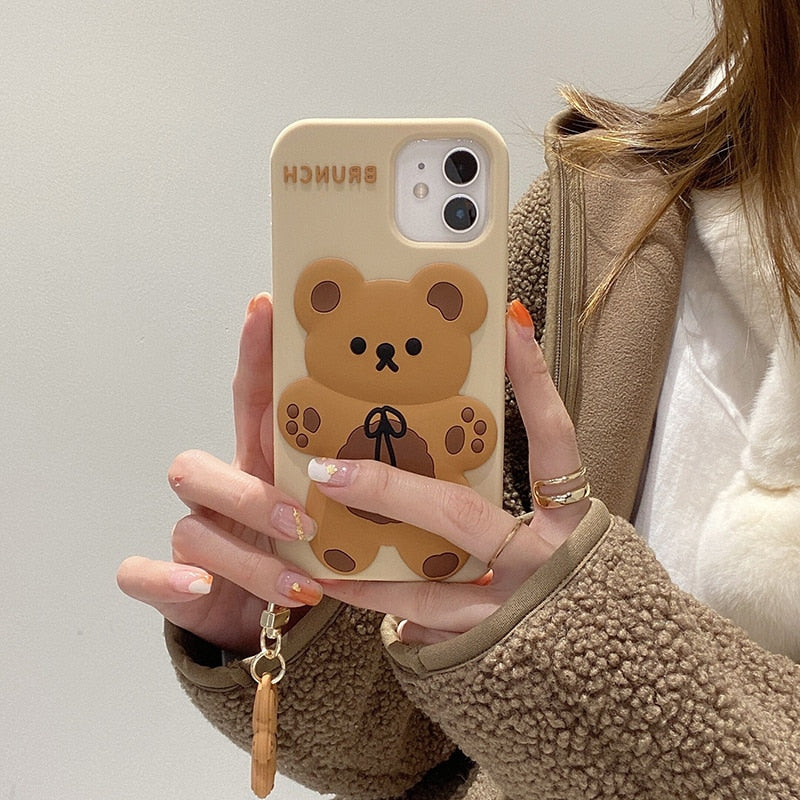 Ultra Thick Soft Silicone Case with Charm Keychain for Apple iPhone Xs Max Brown Bear Teddy Bow Animal 3D Cartoon Color Cute Lovely Fun Adorable Ultra Thick Soft Silicone Case with Charm Keychain for Apple iPhone Xs Max Brown Bear Teddy Bow Animal 3D Cartoon Color Cute Lovely Fun Adorable