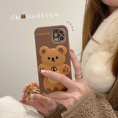 Cute 3D Bear Silicone Phone Case