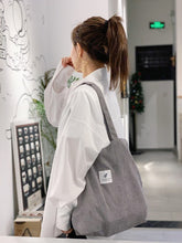 Load image into Gallery viewer, Simplistic Korean Style Corduroy Tote Bag
