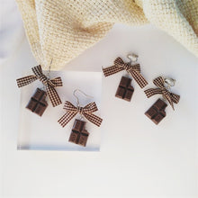 Load image into Gallery viewer, Kawaii Chocolate Bow Earrings
