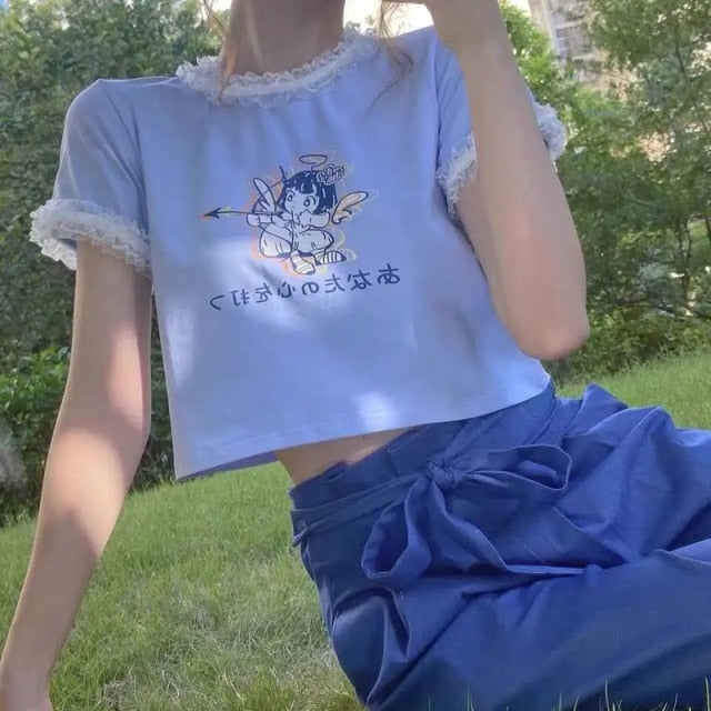 Fallen Baby Angel👼 Lace Ruffle Tshirt