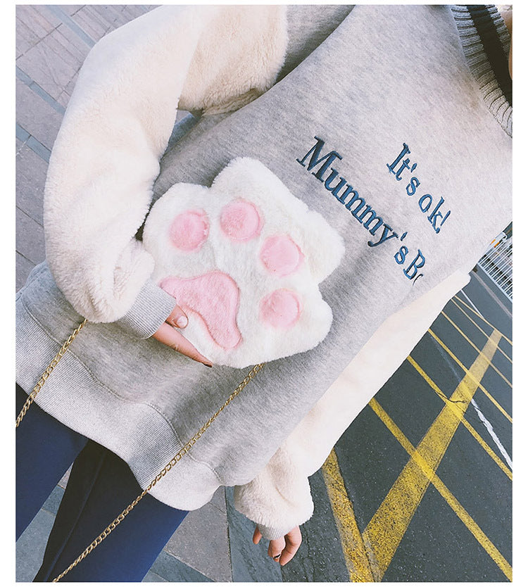 Cute Fluffy Cat Paw Plush 🐱Shoulder Bag