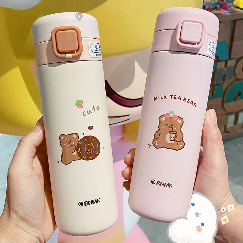 900ml Kawaii Bear Water Bottle With Straw – The Kawaii Shoppu