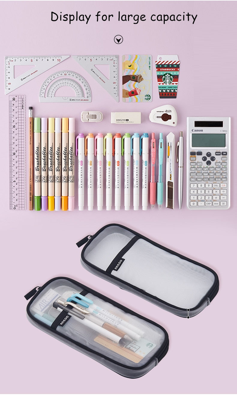 Angoo Transparent Mesh Pencil Case