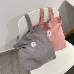 Simplistic Korean Style Corduroy Tote Bag