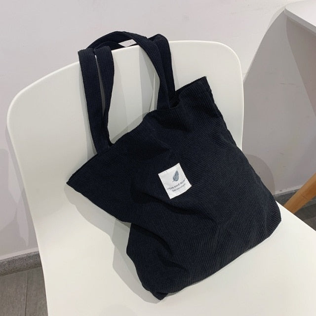Simplistic Korean Style Corduroy Tote Bag