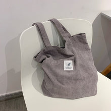 Load image into Gallery viewer, Simplistic Korean Style Corduroy Tote Bag

