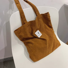Load image into Gallery viewer, Simplistic Korean Style Corduroy Tote Bag
