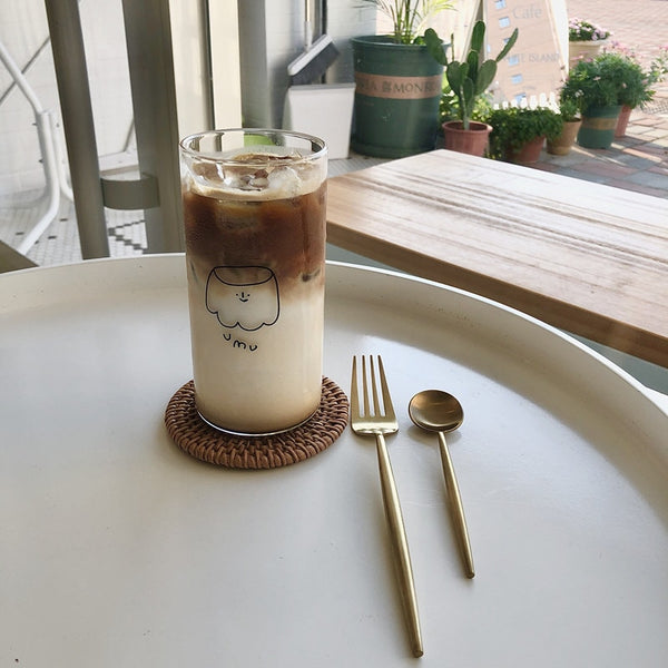 aesthetic coffee cups Cute Korean Style Glass Cup – My Kawaii Space