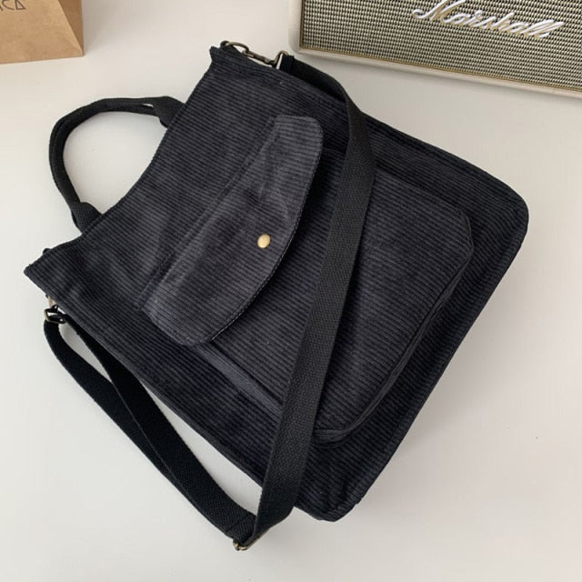 Simplistic Vintage Corduroy/Canvas Mailman Shoulder Bag