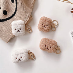 Cute Fluffy Plush Teddy Bear Airpods Case