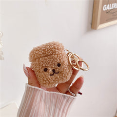 Cute Fluffy Plush Teddy Bear Airpods Case