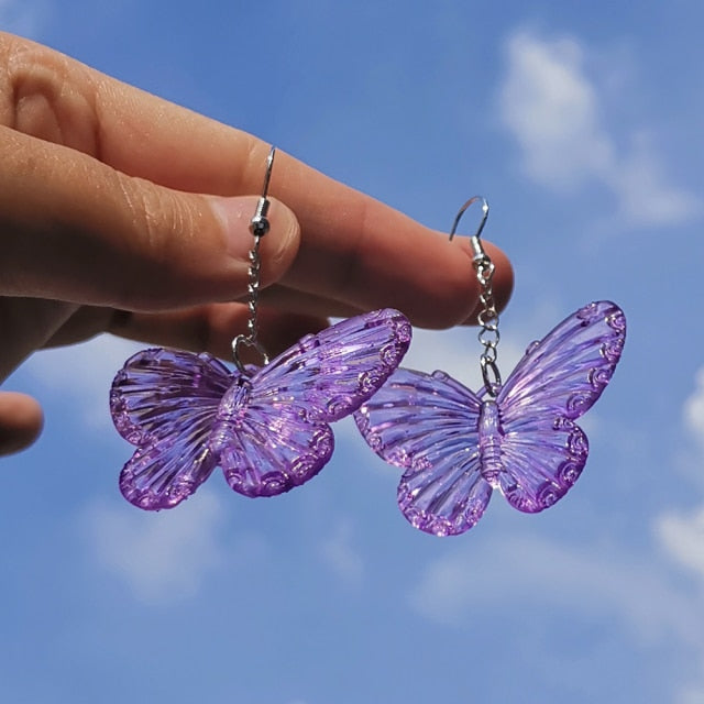 Crystal Clear Butterfly Drop Earrings