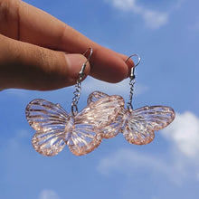 Load image into Gallery viewer, Crystal Clear Butterfly Drop Earrings
