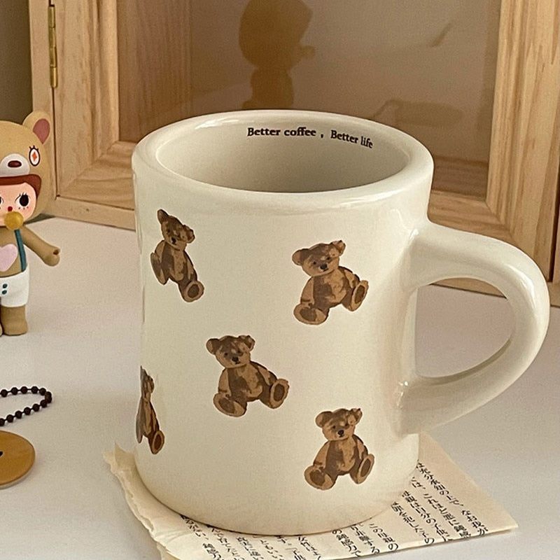 Cute Teddy Bear Beige Coffee Mug – My Kawaii Space
