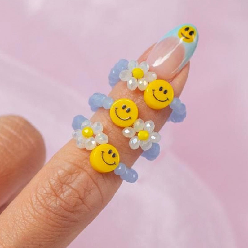 Smiley Face Beads Ring