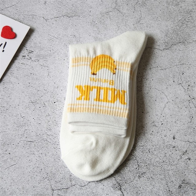 Japanese Kawaii Strawberry Banana Milk Ankle Socks