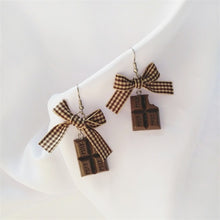 Load image into Gallery viewer, Kawaii Chocolate Bow Earrings
